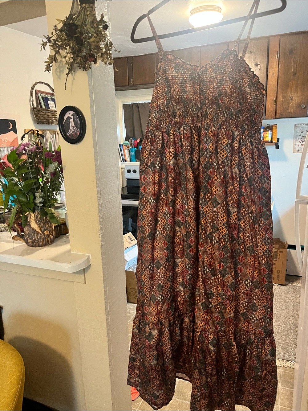 Cost Plus World Market Multicolor Cottage Core Maxi Dress in Fall Colors